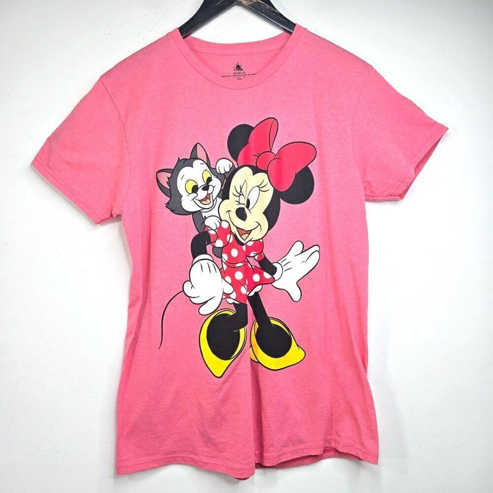Disney Parks Minnie Mouse Figaro Cat Big Print Pink Shirt